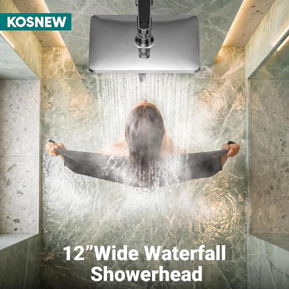 12" XXL Rainfall Shower Head with Handheld Combo, Chrome Polished | High Pressure, Magnetic Docking, Air-Infusion Tech, Anti-Leak One-Piece Design, Dual Square Showerhead