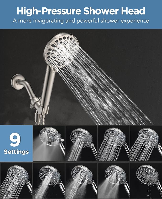 MakeFit Filtered Shower Head with Handheld-10 Modes High Pressure Showerhead with Built-in Power Wash,Long 71-inch Hose & Adjustable Bracket, Water Softener Filter Beads for Hard Water-Remove Chlorine