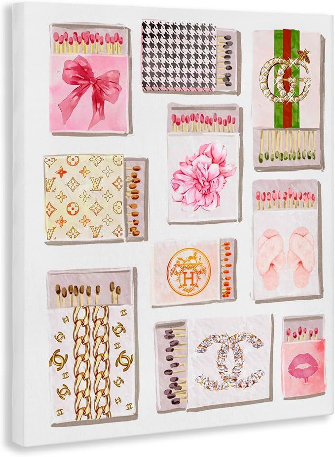 Stupell Industries 'Glam Girl Matchboxes'| Canvas Art | Stupell Industries | 30 x 40 Inches, Easy to Hang and Sturdy, Made in USA, by Ziwei Li