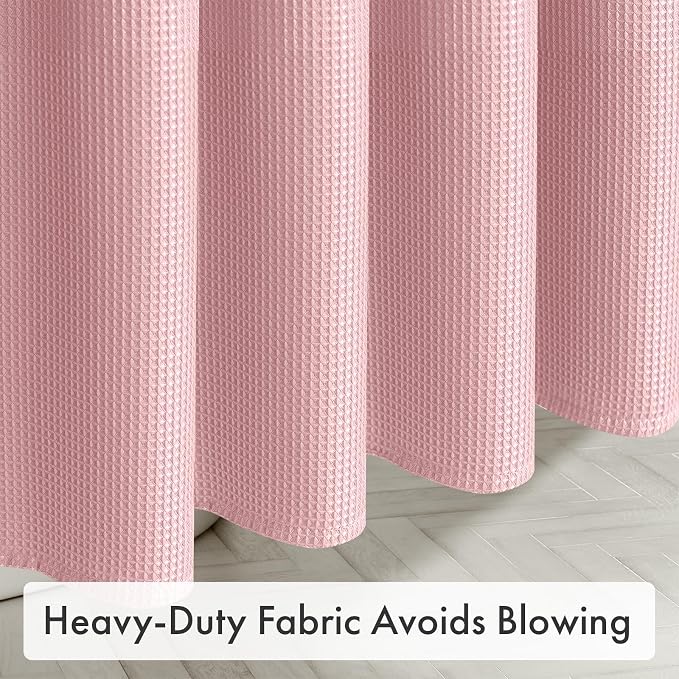 AmazerBath Waffle Shower Curtain, Stall Shower Curtain, Blush Pink Shower Curtain Fabric, Hotel Quality Bathroom Shower Curtains, Heavy Duty, 36 x 72 Inches