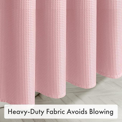 AmazerBath Waffle Shower Curtain, Stall Shower Curtain, Blush Pink Shower Curtain Fabric, Hotel Quality Bathroom Shower Curtains, Heavy Duty, 36 x 72 Inches
