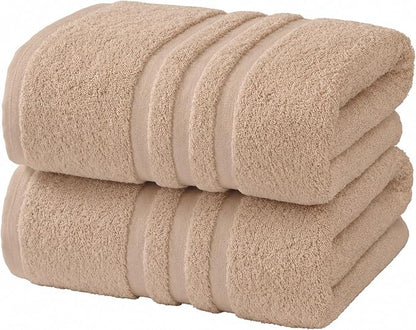 Velqora Bath Towels, 2 Pack, 30x60 in, 100% Cotton, Soft & Absorbent, Beige | Balanced Weight | Everyday Comfort | Easy Care