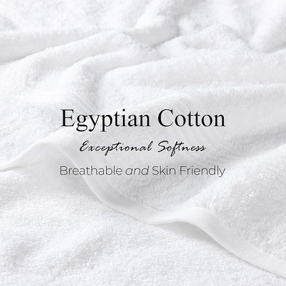 Superior Egyptian Cotton 6-Piece Towel Set, Bathroom Essentials, Towels For Bathroom, Apartment, Airbnb, Guest Bath, Face, Hand, Bath Towels, Washcloths, Absorbent, Fast Drying, White