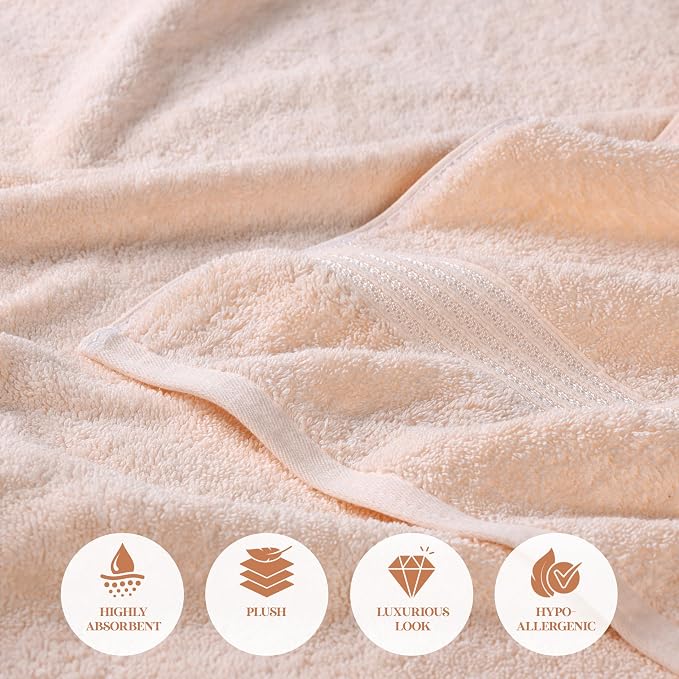 Superior Egyptian Cotton 10-Piece Face Towel Set , Small Towels For Facial, Spa, Quick Dry, Absorbent Towels, Bathroom Accessories, Guest Bath, Home Essentials, Washcloth, Airbnb, Peach