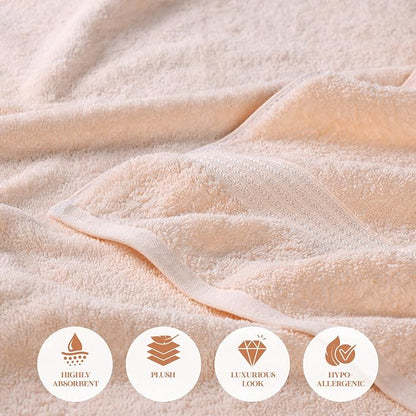 Superior Egyptian Cotton 8-Piece Towel Set, Assorted Towels for Home Bathroom, Guest Bath Decor Essentials, Includes 2 Bath, 4 Hand, 2 Face Towels/Washcloths, Quick Dry, Absorbent, Peach