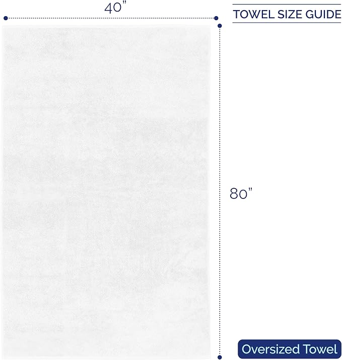 Elegant Comfort Premium Super Soft Highly Absorbent 1 Piece Oversized Bath Sheet - 40" x 80" inch, Luxurious Hotel Spa Quality 100% Turkish Cotton Extra Large Bath Towels for Adults, White