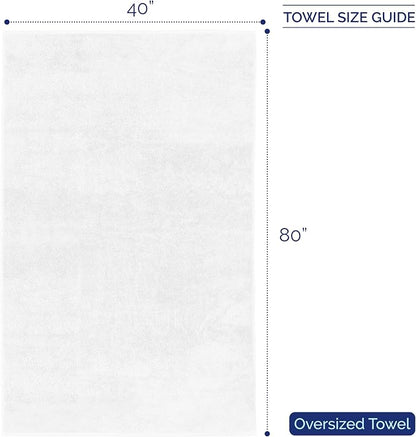 Elegant Comfort Premium Super Soft Highly Absorbent 1 Piece Oversized Bath Sheet - 40" x 80" inch, Luxurious Hotel Spa Quality 100% Turkish Cotton Extra Large Bath Towels for Adults, White