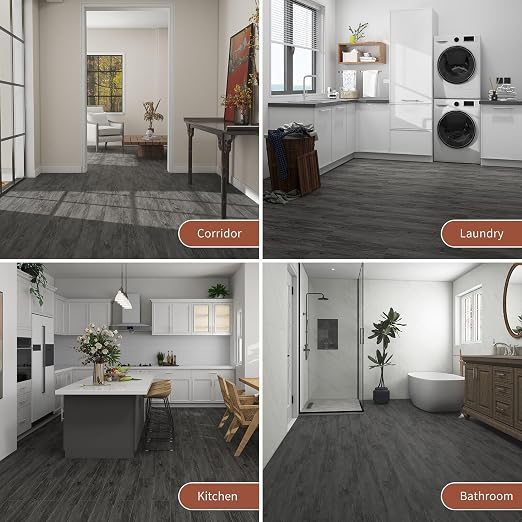 MULGREAT Peel and Stick Floor Tile, 54 Sq.Ft Self Adhesive Vinyl Flooring Plank, 36 Pieces Waterproof Heavy Duty Wood Grain Tiles, 36"x6" DIY Planks for Apartment Bathroom, Wooden Knot Pattern