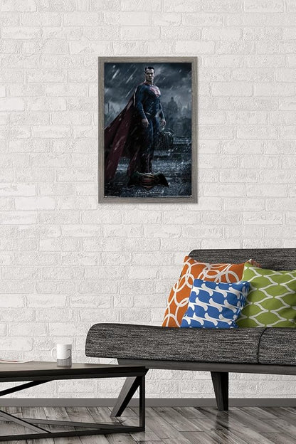 Trends International DC Comics Movie - Batman v Superman - Superman Wall Poster, 14.72" x 22.37", Barnwood Framed Version