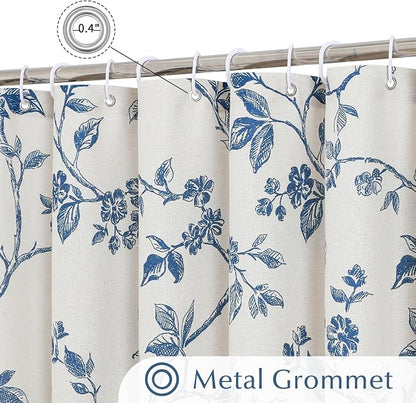 MitoVilla Extra Long Cotton Floral Shower Curtain for Bathroom,72 x 96 | Extra Long BoHo Cottagecore Spring Shower Curtains, Modern Farmhouse Country Plant Leaves Bathroom Décor, 72 x 96