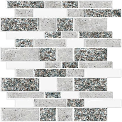 STICKGOO 10-Sheet Peel and Stick Backsplash for Kitchen, Decorative Self Adhesive Backsplash Tiles(Grey Granite, Thicker Design)