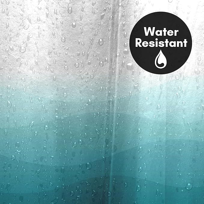 Americanflat 71x74 Wave Blue Ombre Shower Curtain - Water-Resistant Long Shower Curtain with Durable Grommets and 12 Hooks - 100% Polyester