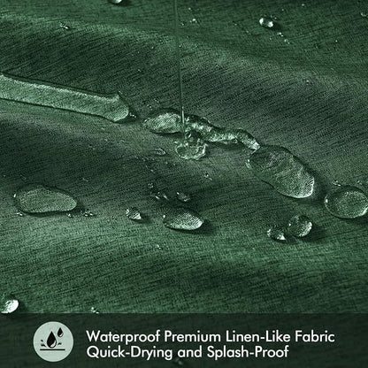 ANRODUO Dark Green Extra Long Linen Fabric Shower Curtain Set - W72xL108 | Farmhouse Shower Curtain with 12 Metal Hooks, Waterproof Heavy Duty, Button Hole Design, Machine Washable for Bathroom