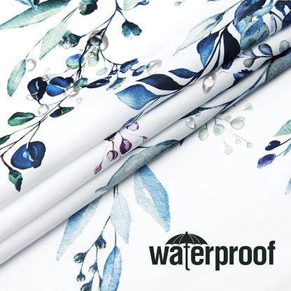 Blue Eucalyptus Shower Curtain, Watercolor Floral Print, 54x72 | Watercolor Plant Leaves Floral Print, Stall Waterproof Fabric Bathroom Decor, Machine Washable, Rustproof Grommets