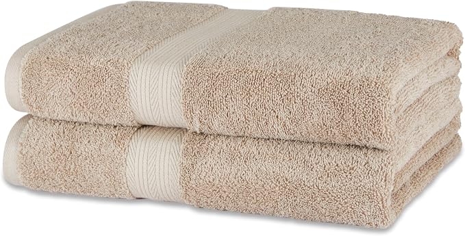 Amazon Basics Fade-Resistant 100% Cotton Bath Towel, Machine Washable, 30"x54", Taupe, 2-Pack