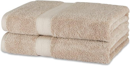 Amazon Basics Fade-Resistant 100% Cotton Bath Towel, Machine Washable, 30"x54", Taupe, 2-Pack