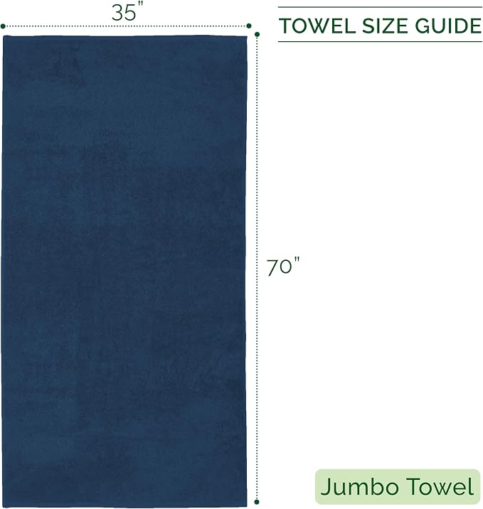 Elegant Comfort 100% Turkish Cotton Corduroy Ribbed Luxury Jumbo Bath Towel Ultra Soft - 35 x 70 Inch - Luxury Spa Premium Hotel Quality Highly Absorbent and Quick Dry Large Bath Towel, Navy