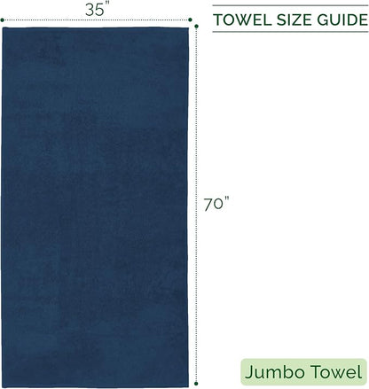 Elegant Comfort 100% Turkish Cotton Corduroy Ribbed Luxury Jumbo Bath Towel Ultra Soft - 35 x 70 Inch - Luxury Spa Premium Hotel Quality Highly Absorbent and Quick Dry Large Bath Towel, Navy