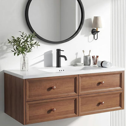 FORIOUS Bathroom Faucet 1 Hole, Black Single Handle Vainty Sink Faucets | for 1 or 3 Hole 4 Inch Centerset Sink, with Pop-up Drain, NSF61 Certificate, for Rv Commercial Lavatory Restroom Basin