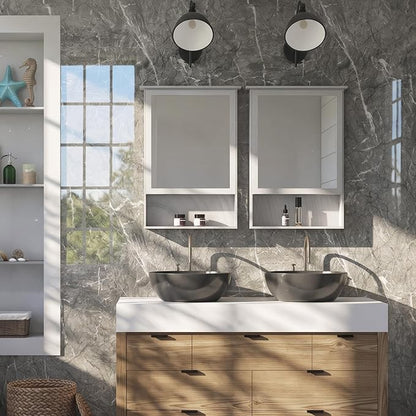 Marble Peel and Stick Waterproof Wall Paneling, 118" x 47" Bardiglio Grey Glossy Finish Self-Adhesive Backsplash Tile Vinyl Wall Panel for Kitchen Bathroom Wall Decor, Covers 38.75 Sq. Ft.