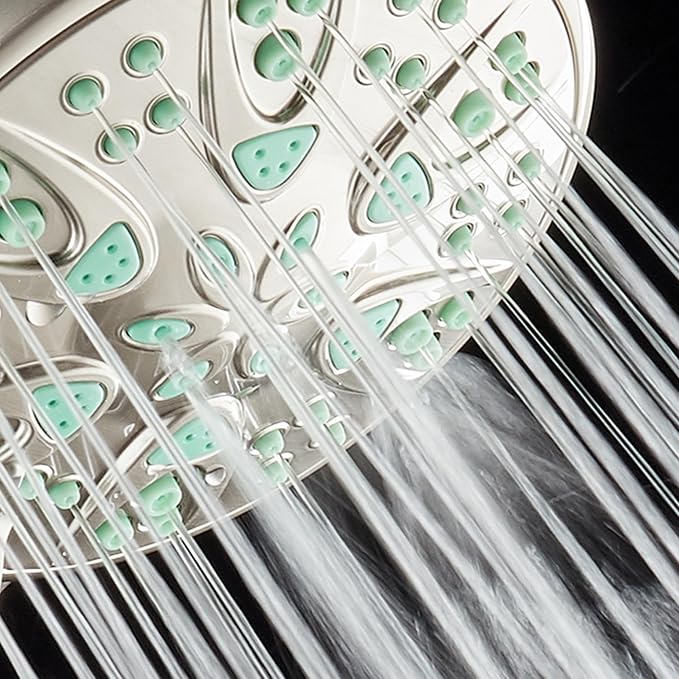 AquaDance Antimicrobial – Anti-Clog High-Pressure 6-Setting Shower Head with Microban Nozzle Protection from Growth of Mold, Mildew & Bacteria for Stronger Shower! 4" Coral Green