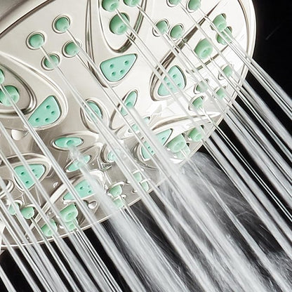 AquaDance Antimicrobial – Anti-Clog High-Pressure 6-Setting Shower Head with Microban Nozzle Protection from Growth of Mold, Mildew & Bacteria for Stronger Shower! 4" Coral Green