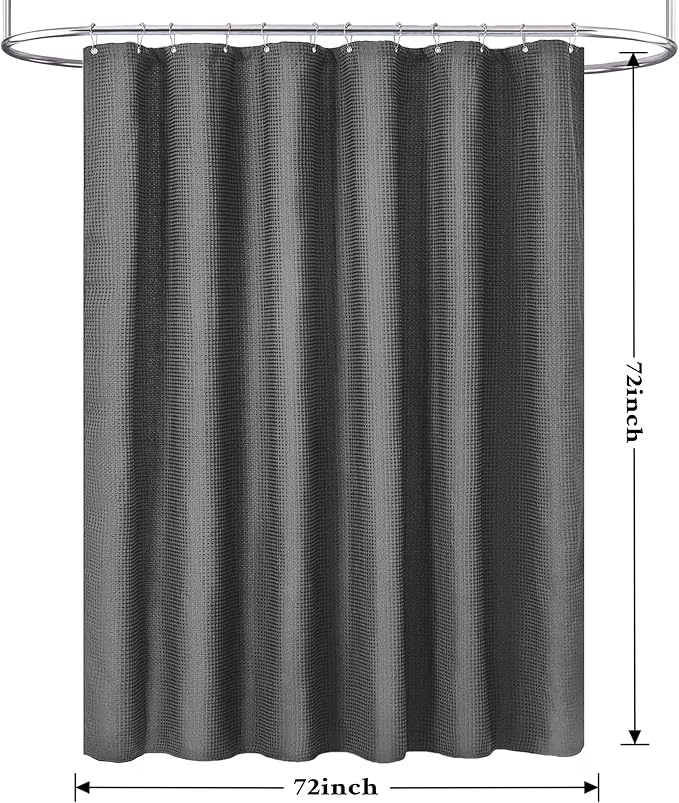 Tititex Solid Grey Cloth Fabric Shower Curtain Liner with 2 Magnets - Texture Soft Hotel Quality Waterproof Shower Liner, Light-Weight & Machine Washable 72x72 inch