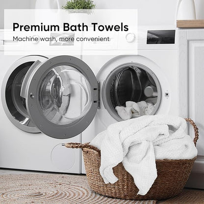 HOMEXCEL 6PK Bath Towel Set, 24x48 in, Absorbent&Quick Dry Towels for Hotel | Ultra Soft, Lightweight Towels for Bathroom, Spa and Beauty Parlor, White