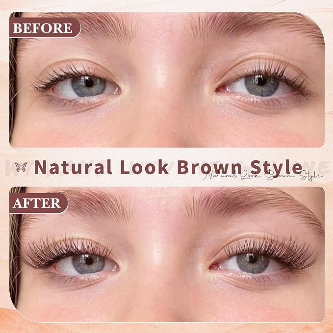 Brown Lash Clusters Natural Invisible Band Eyelash Clusters Wispy Brown Lashes Clusters 8-16mm Cluster Eyelash Extensions Natural Look DIY at Home for Everyday Wear by WTVANE