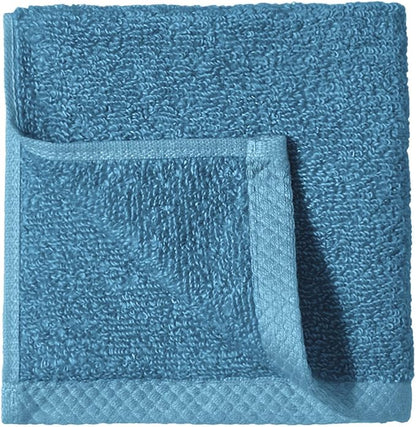 Amazon Basics Soft Cotton Washcloths, Quick-Dry, 12" x 12", 12-Pack, Lake Blue