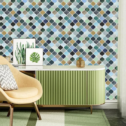 STICKGOO Arabesque Peel and Stick Backsplash, 12”X12” Backsplash Tile for Kitchen Peel and Stick, Self Adhesive Wall Tile Stick on Tiles (Thicker Design, Multicolor Look)