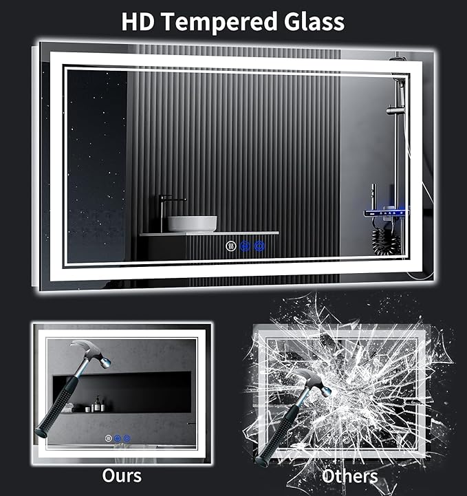 72"x36" LED Bathroom Mirror with Lights,Anti-Fog,3 Color Modes