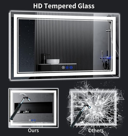 60"x28" LED Bathroom Mirror with Lights,Anti-Fog,3 Color Modes
