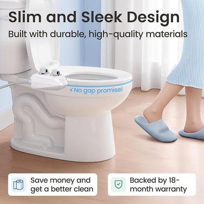 LUXE Bidet NEO 185 PLUS - Patented Bidet Attachment for Toilet, Rose Gold | Non-Electric, Dual Nozzle, Slide-In Install, 360° Self-Clean, EZ-Lift to Clean, Feminine & Rear Wash