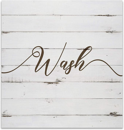 Renditions Gallery Rustic Wash Sign Bathroom Décor Gallery Wrapped Canvas Wall Art, 12x12,