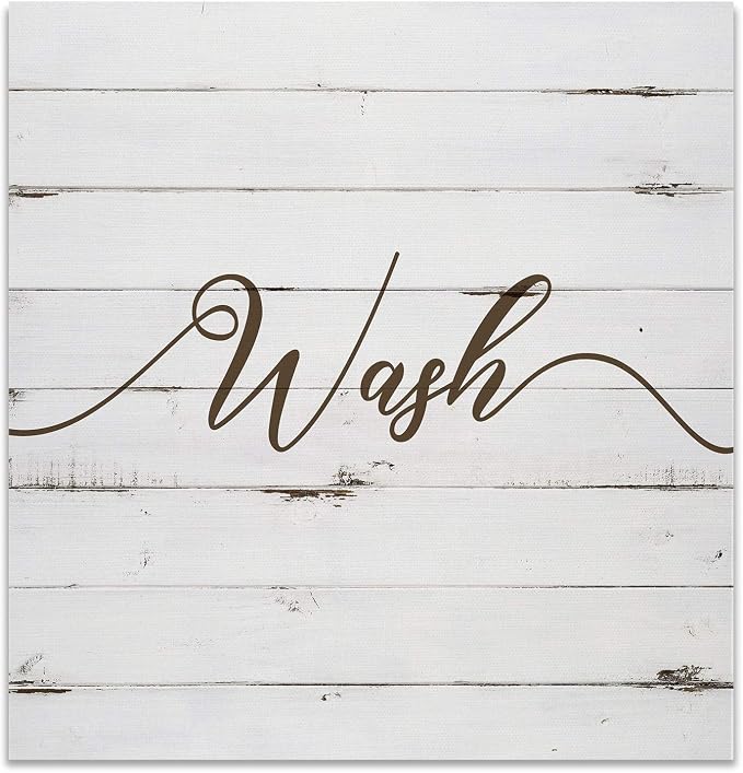 Renditions Gallery Rustic Wash Sign Bathroom Décor Gallery Wrapped Canvas Wall Art, 16x16,