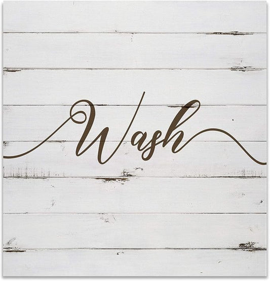 Renditions Gallery Rustic Wash Sign Bathroom Décor Gallery Wrapped Canvas Wall Art, 16x16,