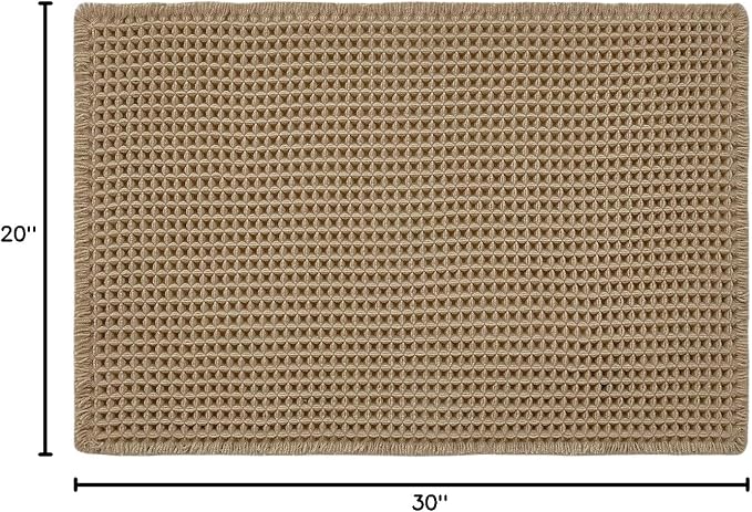 TYUU Waffle Bath Mat, Boho Bathroom Rugs Non Slip Washable Super Absorbent Quick Dry Farmhouse Bathroom Decor, 30"x20" Khaki | Super Absorbent Quick Dry Bath Rug, Non-Slip Backing, Soft Waffle Boho Farmhouse Bathroom Mats, Tub, Shower & Home Decor