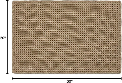 TYUU Waffle Bath Mat, Boho Bathroom Rugs Non Slip Washable Super Absorbent Quick Dry Farmhouse Bathroom Decor, 30"x20" Khaki | Super Absorbent Quick Dry Bath Rug, Non-Slip Backing, Soft Waffle Boho Farmhouse Bathroom Mats, Tub, Shower & Home Decor