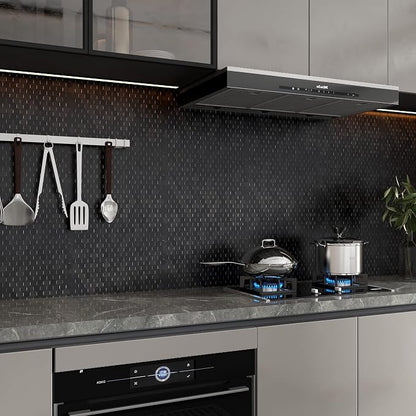 Hexagon Peel and Stick Backsplash, Self-Adhesive Aluminum Metal Surface Stick on Wall Tiles for Kitchen Bathroom Fireplace (6 Sheets, Gunmetal Gray)