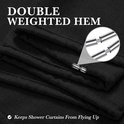 Seasonwood Black Linen Shower Curtain Farmhouse Bathroom Decor 72x72 Inches | Boho Bathroom Decor,12 Sturdy Stainless Steel Sliding Hangers,Rustic Country Style,Linen Shower Curtains for Bathroom