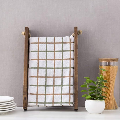 MyGift Dark Brown Wood Wall Mounted 3 Tier Hand Towel Ladder Rack | Top Rope for Easy Hanging, Vertical Storage for Guest Towels, Washcloths, Blankets & Decorative Throws