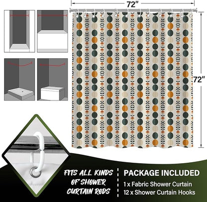 Neutral Boho Shower Curtains for Bathroom,Bohemia Brown Dot Bath Curtain,Mid Century Modern Shower Curtains Waterproof Polyester Bathroom Decor Accessories,72x72 in