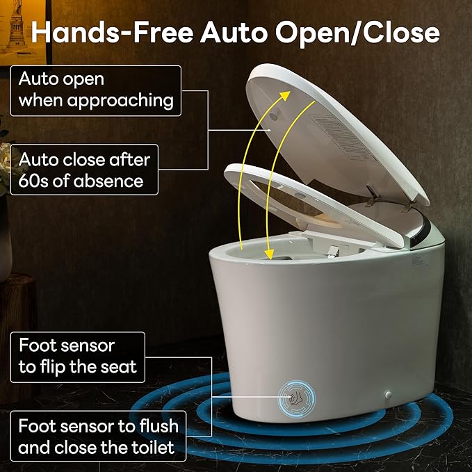 CANEST Smart Toilet with Bidet Built in, Elongated Bidet Toilet with Tank, 1000g MaP Flushing, ADA Comfort Height, Auto Open Close, Auto Temperature Control Heated Seat, Blackout Flush(TC-500PRO)
