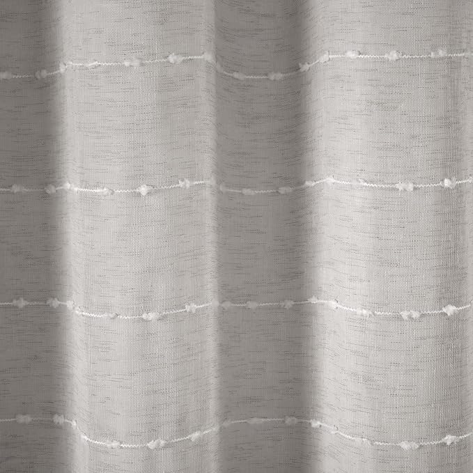 Lush Decor Farmhouse Textured Sheer Shower Curtain with Peva Liner 2 Piece Set 72" W x 72" L Gray - Gray Shower Curtain Set - Striped Bathroom Curtains