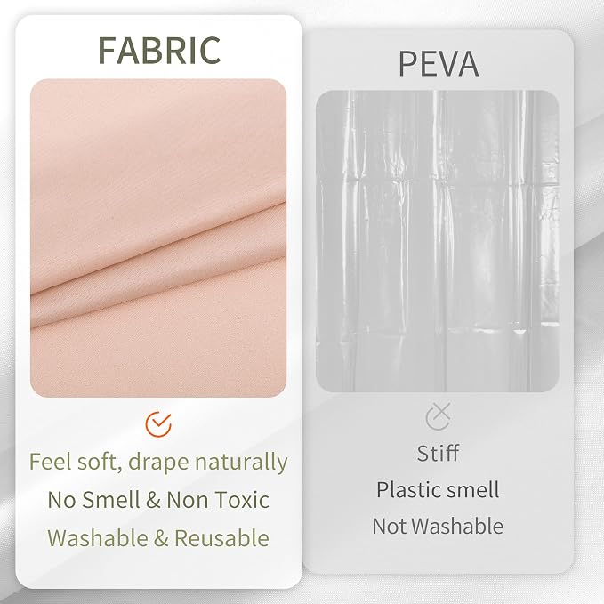 ALYVIA SPRING Waterproof Fabric Shower Curtain or Liner Blush Pink, 72x72 | 3 Magnets, Soft Cloth & Hotel Quality, Machine Washable, Light-Weight, Standard Size