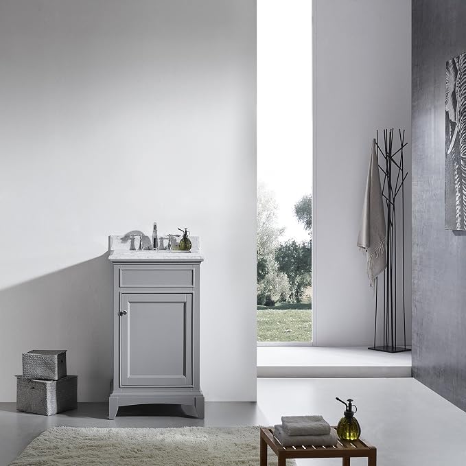 Elite Stamford 24 in. Gray Single Sink Bath Vanity with Carrara Marble Top and Undermount Porcelain Sink