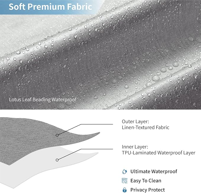 Extra Long Fabric Shower Curtain,No Liner Needed,72"x96",Grey | 2-in-1 Design,Linen Textured,100% Waterproof TPU-Laminated Backing,Magnetic Weighted,Machine Washable,For Bathroom,Hotel