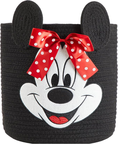 Disney Minnie Mouse Rope Storage Basket,Cute Figural Organizer Bin for Kids Room, Nursery or Toys, 10" H x 10" W