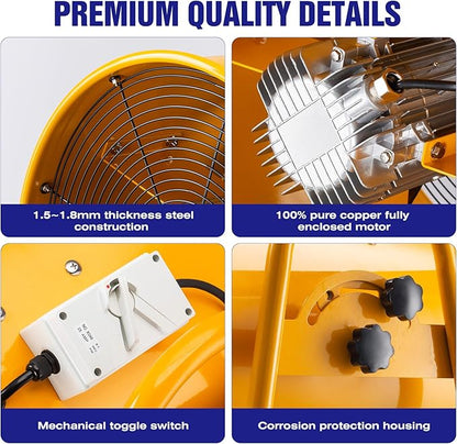 iLiving Utility High Velocity Blower, Fume Extractor, Portable Exhaust and Ventilator Fan (Utility 20")